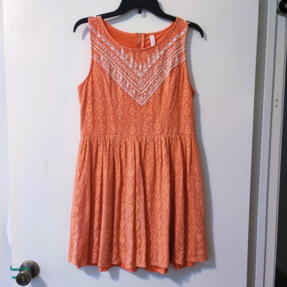 Xhilaration Coral Lace Sleeveless Mini Dress